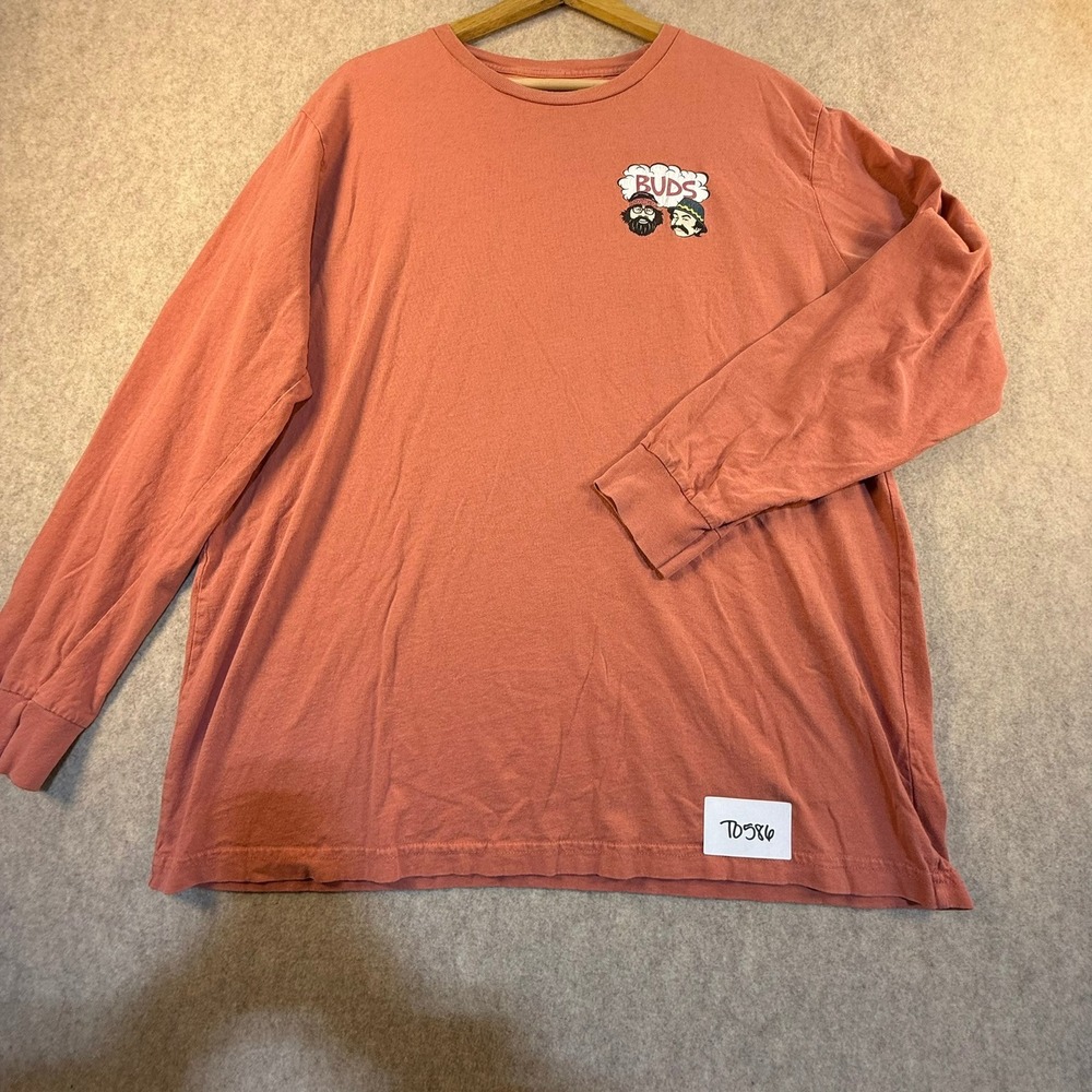 Cheech & Chong Mens 2XL Long Sleeve Graphic T-Shirt Buds Red‎ Clay Cotton Tee